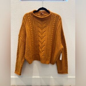 NWT Pilcro Mock-Neck Cable-Knit Sweater